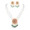 Noor Green Long Pearl Necklace + Earring Polki Set D