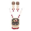 Noor Red Long Pearl Necklace + Earring Polki Set G