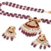 Noor Red Long Necklace + Earring Polki Set E
