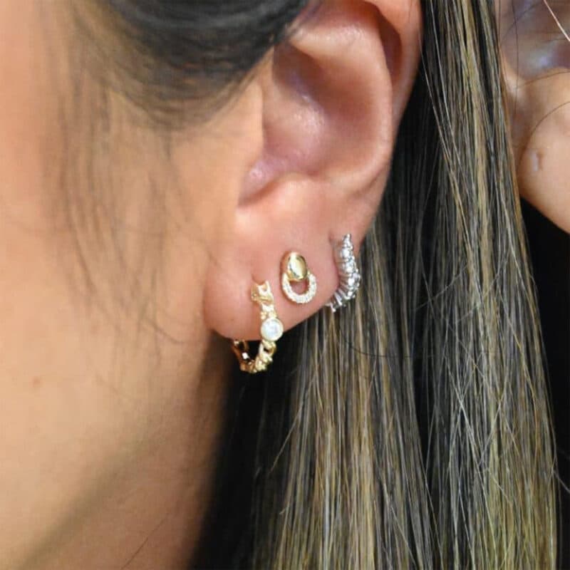 O Diamond with Japanese Akoya Pearl Earrings