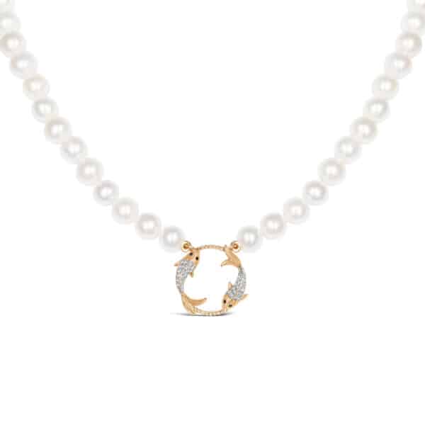 Pisces Zodiac Oval Pearl Necklace