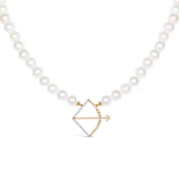 Sagittarius Zodiac Oval Pearl Necklace