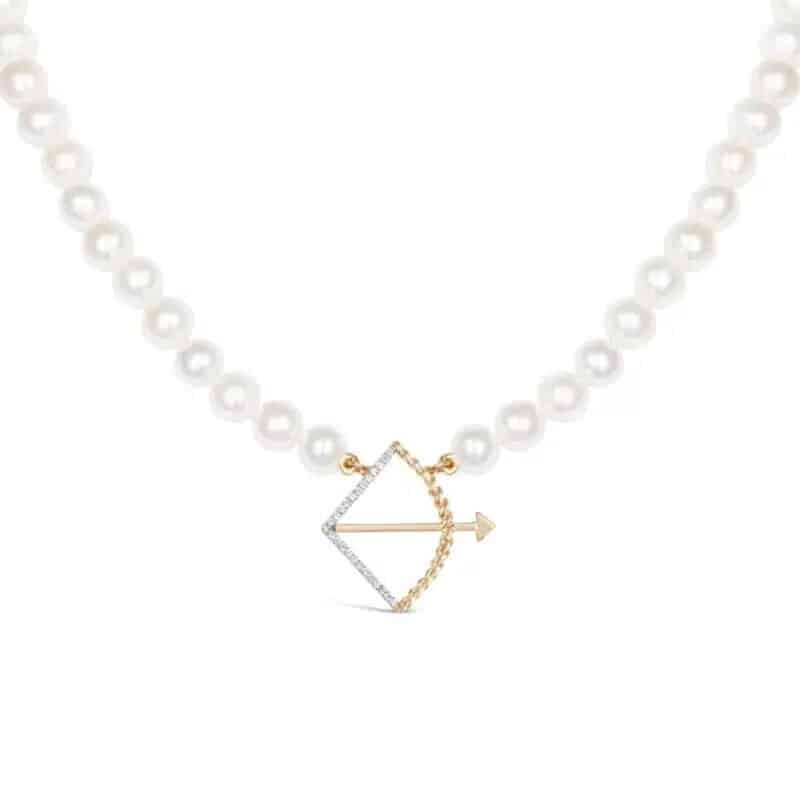Sagittarius Zodiac Oval Pearl Necklace