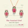 The Sentinel Owl Earring ( Ruby & Blue Sapphire)