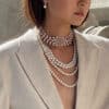 Sheela Diamond Pearl Necklace with Ruby