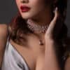 Sheela Diamond Pearl Necklace with Ruby