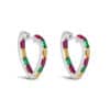 Elegant Multi-colour Heart Silver Hoop Earrings