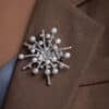 Exquisite Pearl Silver Starburst Brooche