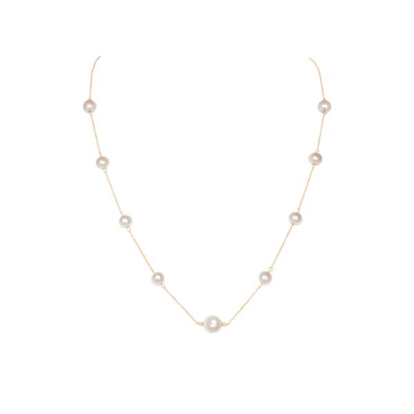 Station Pearl Necklace / 5 & 8mm pearls