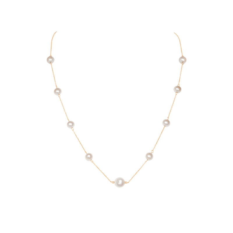 Station Pearl Necklace / 5 & 8mm pearls