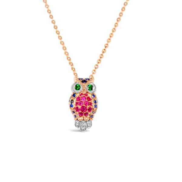 The Sentinel Owl Pendant (Ruby & Blue Sapphire)