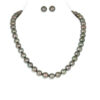 Tahitian Round Pearl Necklace & Studs Set 1 (Silver Clasp)