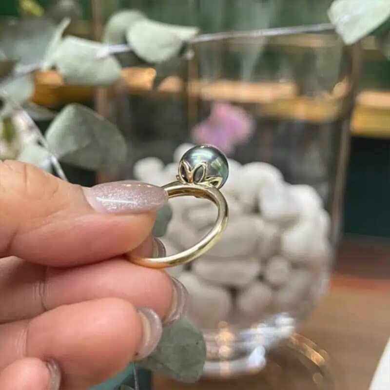 Tahitian Pearl Ring with Gold Band