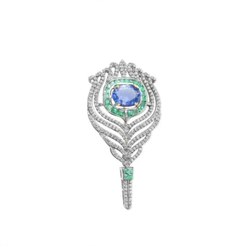 Tanzanite Emerald Brooch
