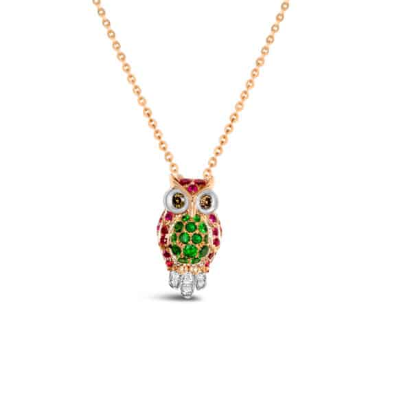 The Sentinel Owl Pendant (Tsavorite & Ruby)