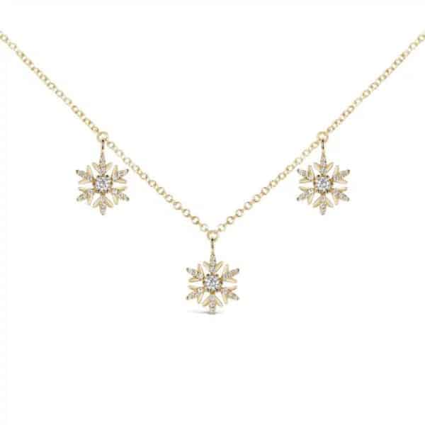 Triple Snowflake Diamond Necklace