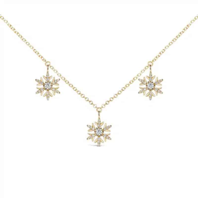 Triple Snowflake Diamond Necklace