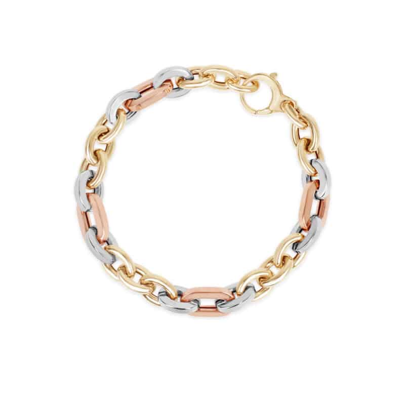 Triple Tone Chunky Chain Bracelet