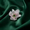 Exquisite Silver Pave Pink & Green Flower Ring  - KN (Adjustable)