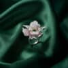Exquisite Silver Sapphire Emerald Flower Ring – KN (Adjustable)