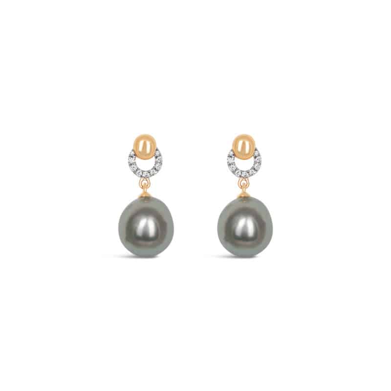 O Diamond with Japanese Akoya Pearl Earrings