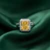 Elegant Yellow Emerald Cut Silver Ring