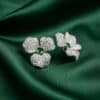 Exquisite Silver Pave Emerald Heart Earrings - KN