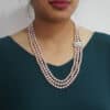 Victoria 3 Strands Lavender Round Pearl Necklace