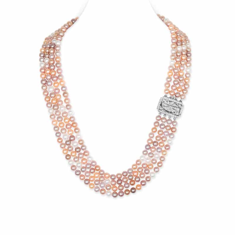 Victoria 4 Strands Multi-Colour Pearl Necklace