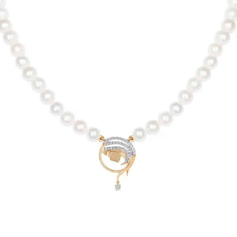 Virgo Zodiac Oval Pearl Necklace