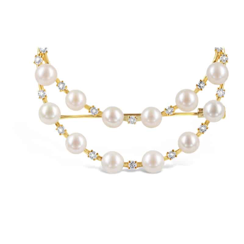 White Topaz & Pearl Brooch
