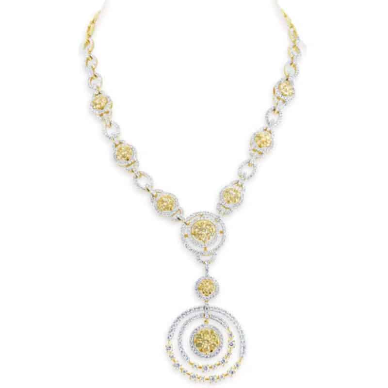 Yellow Diamond Circle Necklace