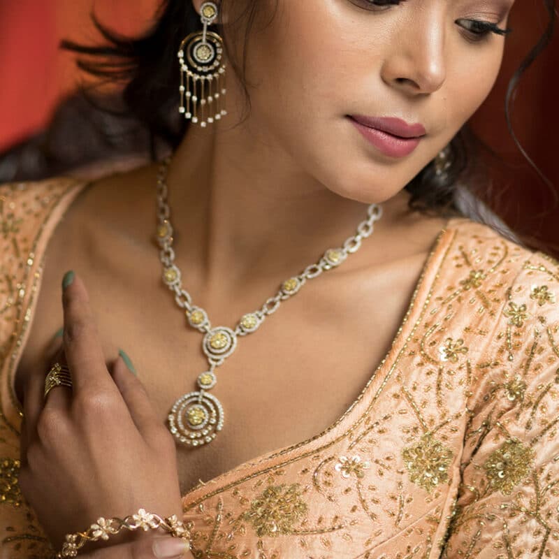 Yellow Diamond Circle Necklace