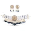 Zeenat Blue Pearl Choker + Earring Polki Set A