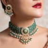 Zeenat Green Choker + Earring Polki Set C