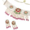 Zeenat Red Choker + Earring Polki Set A