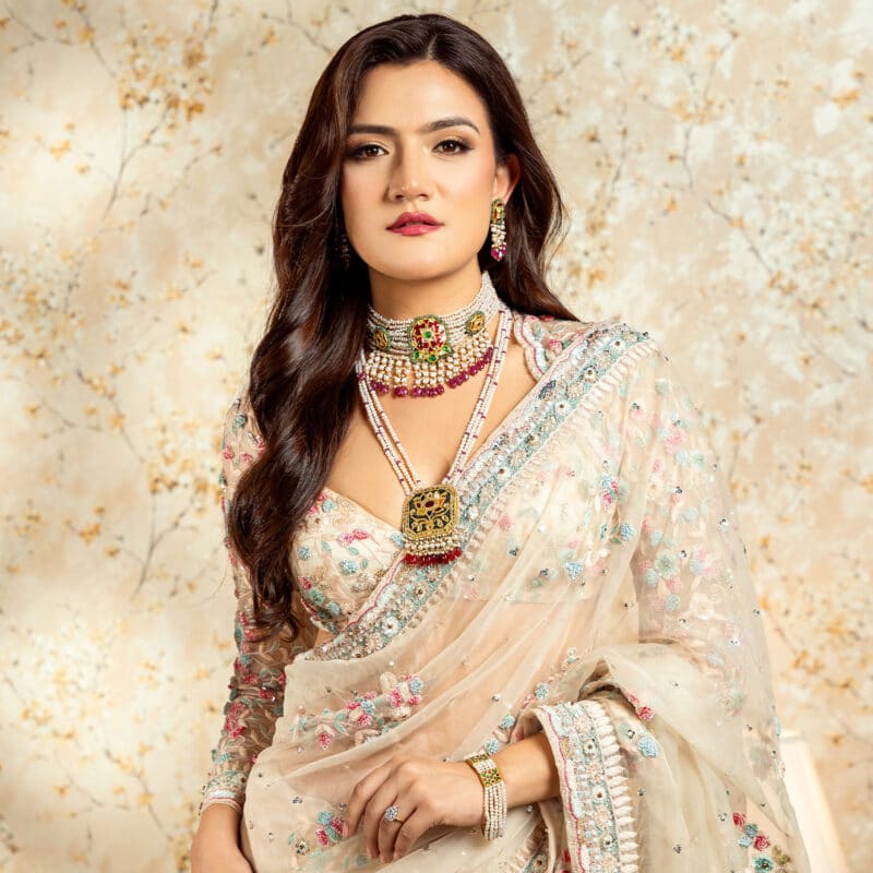 Zeenat Red Choker + Earring Polki Set A