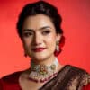 Zeenat Red Choker + Earring Polki Set A