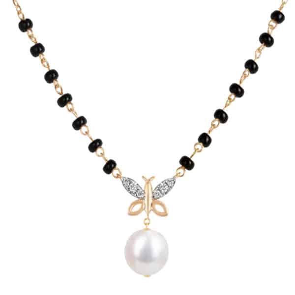 Butterfly Wings Diamond Mangalsutra with Pearl Drop (Regular)