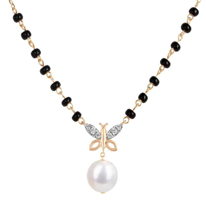 Butterfly Wings Diamond Mangalsutra with Pearl Drop (Regular)