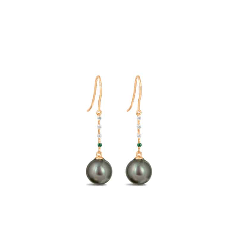 Tahitian Pearl Drop Earrings (with diamond)