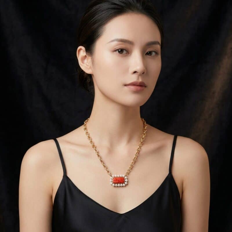 Mystique Coral Rolo Chain Necklace