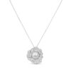 Exquisite Silver Pave Flower & Pearl Pendant