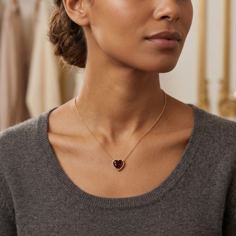Heart Beat Necklace - Garnet