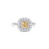 Elegant Yellow centre with Double halo Silver Ring