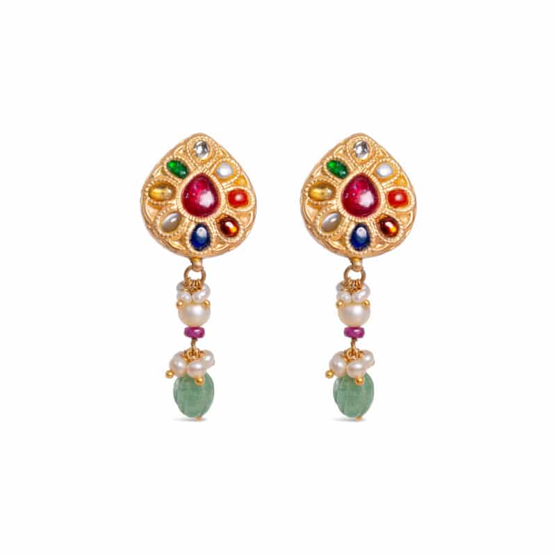 Navratna Polki Choker + Earring Set
