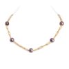 Paperclip Station Pearl Necklace - 16 inches- Lavender Edison
