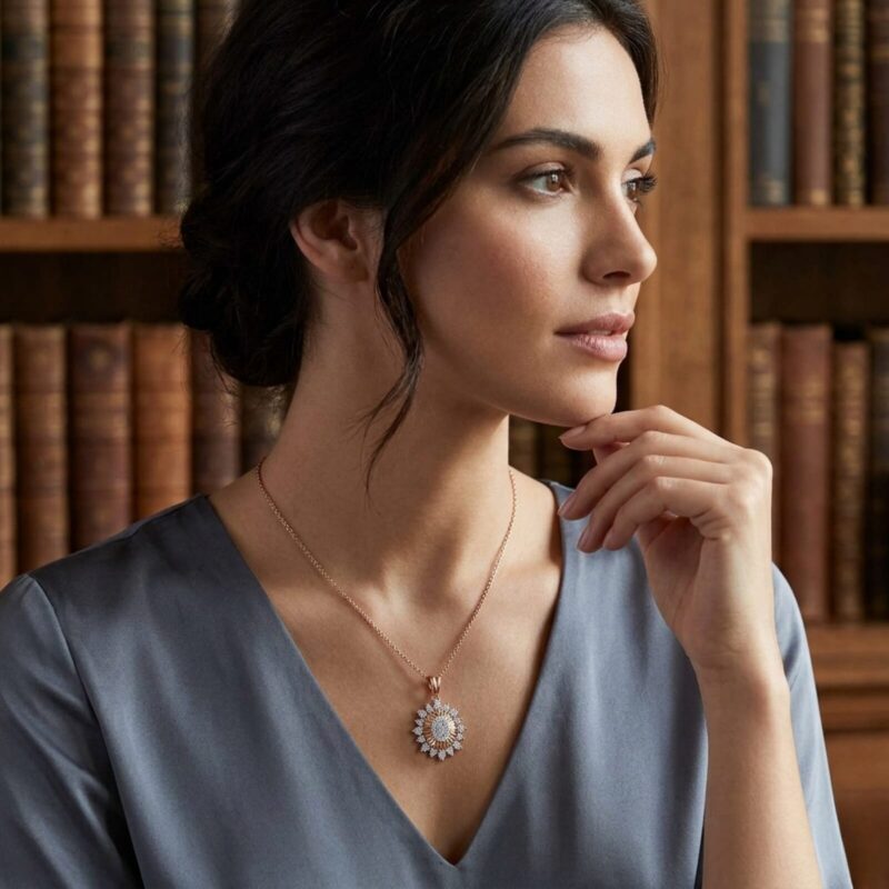 Luminous Diamond Oval Pendant