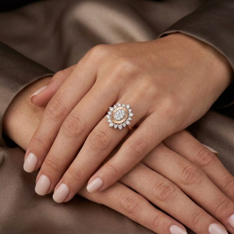 Luminous Diamond Oval Ring