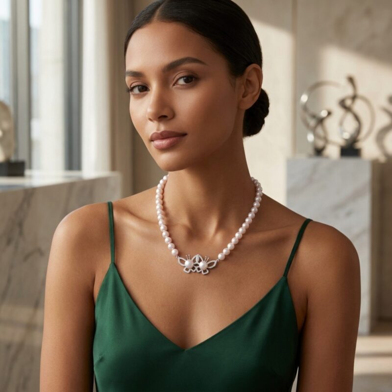 Twin Butterfly Pearl Necklace